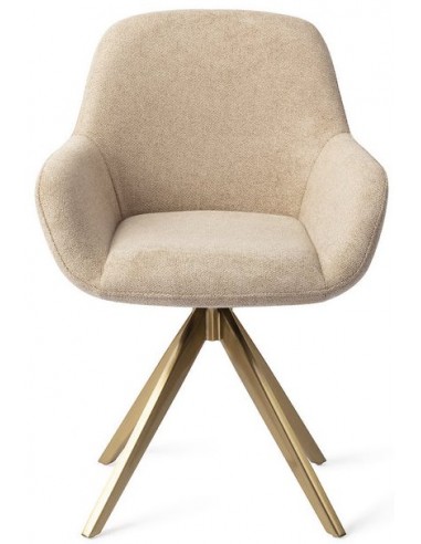 Se 2 x Kushi rotérbare spisebordsstole H84 cm polyester - Guld/Sand hos Lepong.dk