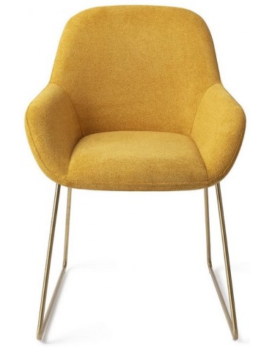 Se 2 x Kushi spisebordsstole H84 cm polyester - Guld/Korngul hos Lepong.dk