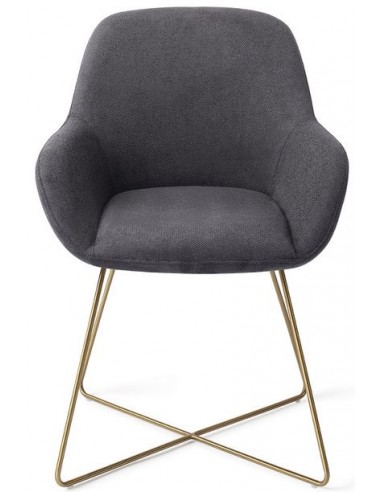 Se 2 x Kushi spisebordsstole H84 cm polyester - Guld/Antracit hos Lepong.dk
