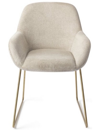 Se 2 x Kushi spisebordsstole H84 cm polyester - Guld/Beige hos Lepong.dk