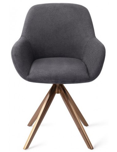 Se 2 x Kushi rotérbare spisebordsstole H84 cm polyester - Rødguld/Antracit hos Lepong.dk