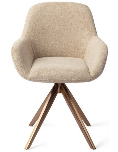 Se 2 x Kushi rotérbare spisebordsstole H84 cm polyester - Rødguld/Sand hos Lepong.dk
