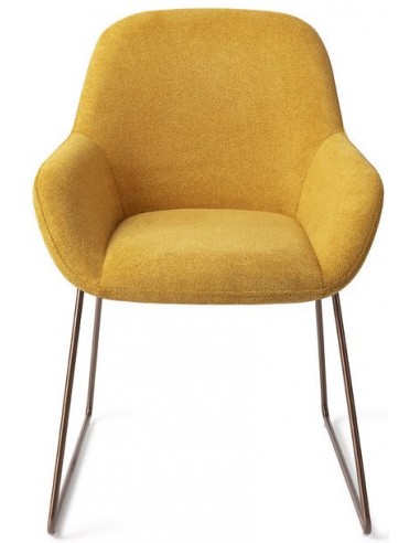 Se 2 x Kushi spisebordsstole H84 cm polyester - Rødguld/Korngul hos Lepong.dk
