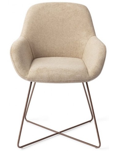 Se 2 x Kushi spisebordsstole H84 cm polyester - Rødguld/Sand hos Lepong.dk
