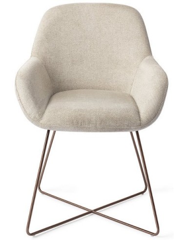 Se 2 x Kushi spisebordsstole H84 cm polyester - Rødguld/Beige hos Lepong.dk