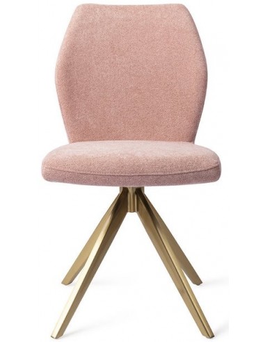 Se 2 x Ikata rotérbare spisebordsstole H87 cm polyester - Guld/Rosa hos Lepong.dk
