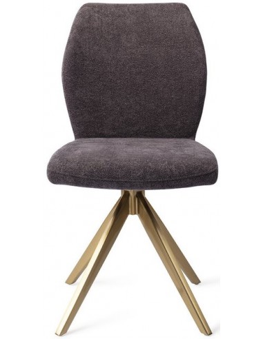 Se 2 x Ikata rotérbare spisebordsstole H87 cm polyester - Guld/Antracit hos Lepong.dk