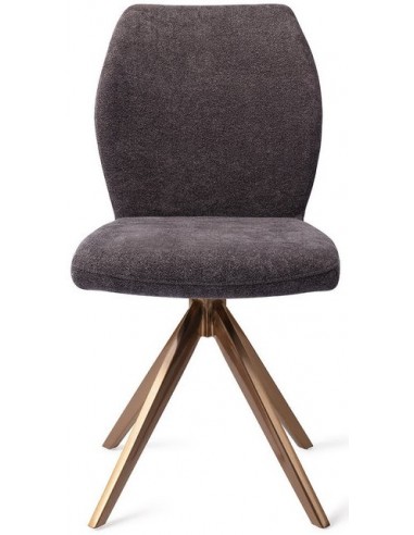 Se 2 x Ikata rotérbare spisebordsstole H87 cm polyester - Rødguld/Antracit hos Lepong.dk