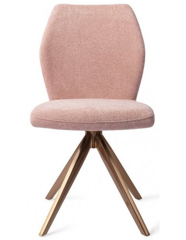 Se 2 x Ikata rotérbare spisebordsstole H87 cm polyester - Rødguld/Rosa hos Lepong.dk