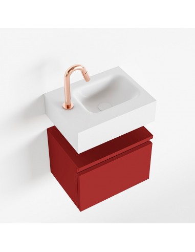 Billede af ANDOR Komplet badmiljø højrevendt håndvask B40 cm MDF - Rød/Talkum