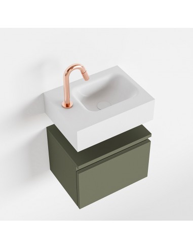 ANDOR Komplet badmiljø højrevendt håndvask B40 cm MDF - Armygrøn/Talkum