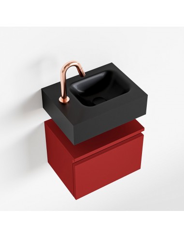 ANDOR Komplet badmiljø højrevendt håndvask B40 cm MDF - Rød/Sort