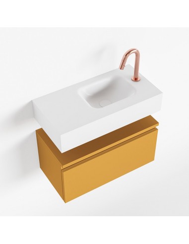 Se ANDOR Komplet badmiljø højrevendt håndvask B60 cm MDF - Okker/Talkum hos Lepong.dk