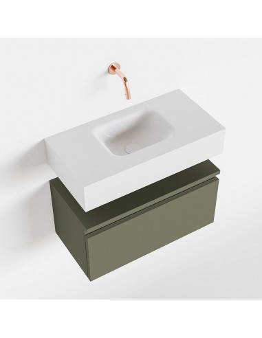 Se ANDOR Komplet badmiljø centreret håndvask B60 cm MDF - Armygrøn/Talkum hos Lepong.dk