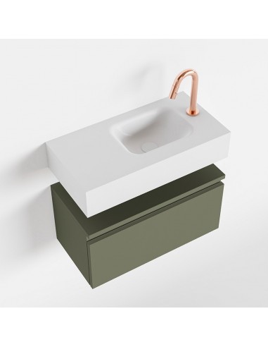 Billede af ANDOR Komplet badmiljø højrevendt håndvask B60 cm MDF - Armygrøn/Talkum