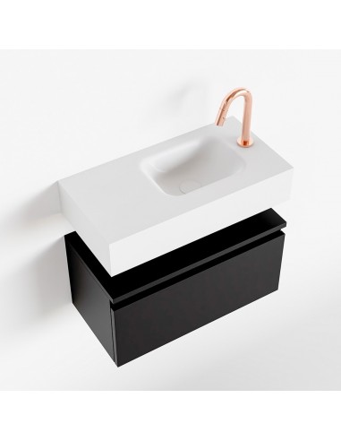 Se ANDOR Komplet badmiljø højrevendt håndvask B60 cm MDF - Sort/Talkum hos Lepong.dk