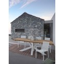 Havebord med udtræk i genanvendt teaktræ 200 - 300 x 100 cm - Hvid/Rustik natur