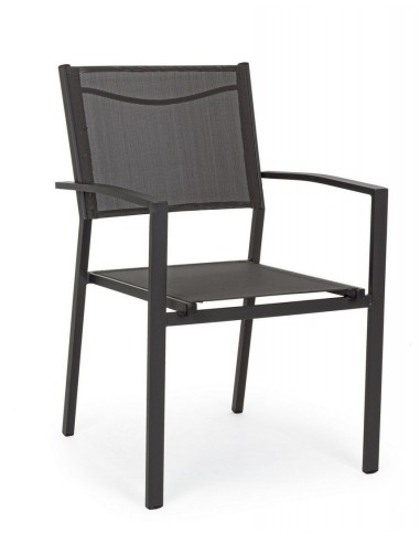 Billede af 6 x Havestole med armlæn i aluminium og textilene H88 cm - Charcoal