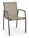 6 x Havestole med armlæn i aluminium og textilene H87 cm - Kaffe
