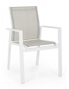 6 x Havestole med armlæn i aluminium og textilene H88 cm - Hvid/Svag grå