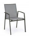 4 x Havestole med armlæn i aluminium og textilene H88 cm - Charcoal/Grå
