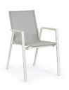 4 x Havestole med armlæn i aluminium og textilene H88 cm - Hvid/Svag grå