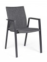 4 x Havestole med armlæn i aluminium og olefin/textilene H83 cm - Charcoal/Mørkegrå