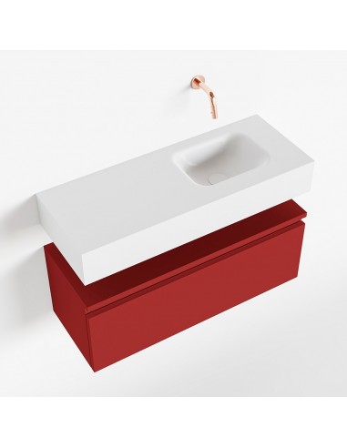 ANDOR Komplet badmiljø højrevendt håndvask B80 cm MDF - Rød/Talkum