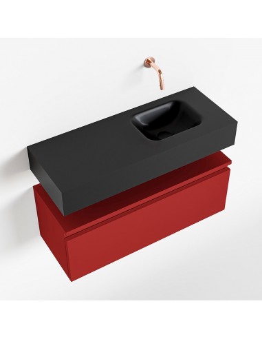 Billede af ANDOR Komplet badmiljø højrevendt håndvask B80 cm MDF - Rød/Sort