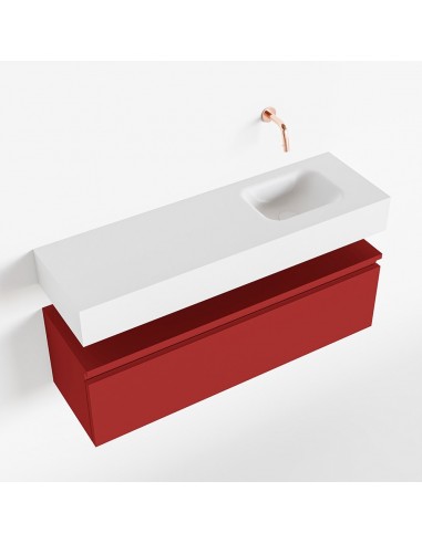 Billede af ANDOR Komplet badmiljø højrevendt håndvask B100 cm MDF - Rød/Talkum
