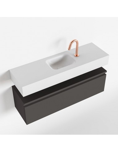 Se ANDOR Komplet badmiljø centreret håndvask B100 cm MDF - Mørkegrå/Talkum hos Lepong.dk