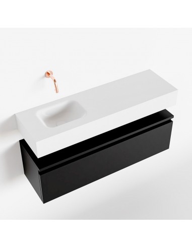 Se ANDOR Komplet badmiljø venstrevendt håndvask B100 cm MDF - Sort/Talkum hos Lepong.dk