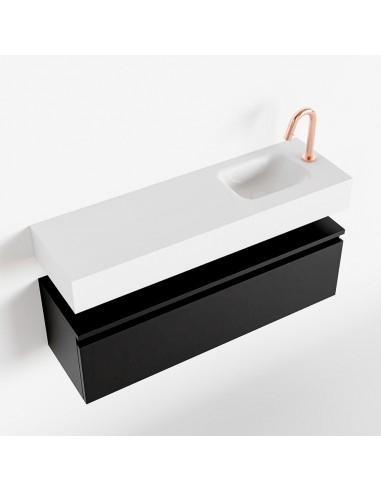 Se ANDOR Komplet badmiljø højrevendt håndvask B100 cm MDF - Sort/Talkum hos Lepong.dk