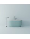 B1S fritstående badekar 130 x 70 cm solid surface - Mat hvid/Turkis