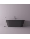 B2S fritstående badekar 160 x 72 cm solid surface - Mat hvid/Blomme
