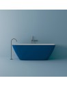 B5 fritstående badekar 174 x 77 cm solid surface - Mat hvid/Blå