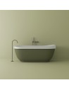 B8 fritstående badekar 167 x 74 cm solid surface - Mat hvid/Grøn