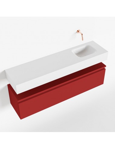 Billede af ANDOR Komplet badmiljø højrevendt håndvask B120 cm MDF - Rød/Talkum