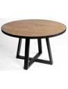 Rundt spisebord i egetræ og metal Ø150 cm - Sort/Rustik brun