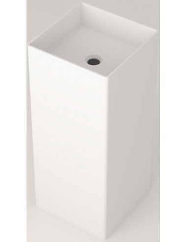 Se LAC7 fritstående håndvask H86 x 37 x 37 cm solid surface - Mat hvid hos Lepong.dk