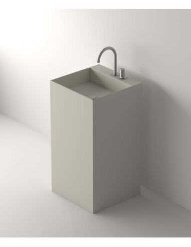 Se LAC8 fritstående håndvask H86 x 45 x 45 cm solid surface - Lysegrå hos Lepong.dk