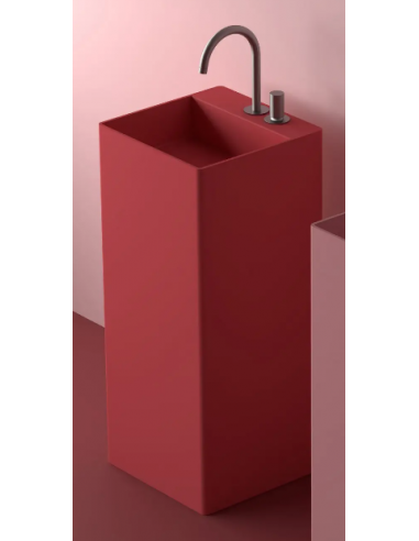 Se LAC8 fritstående håndvask H86 x 45 x 45 cm solid surface - Rød hos Lepong.dk