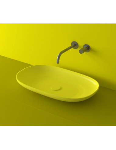 Se LO2L bordmonteret håndvask 61 x 37 cm solid surface - Neongul hos Lepong.dk