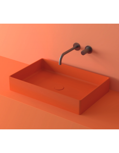 Se LC1M bordmonteret håndvask 60 x 39,6 cm solid surface - Orange hos Lepong.dk