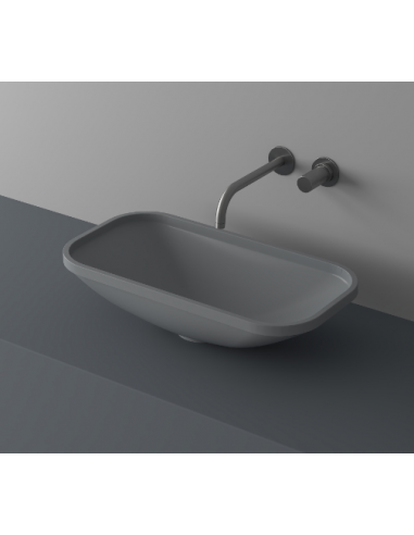 Se LC2M bordmonteret håndvask 55,2 x 28,2 cm solid surface - Grå hos Lepong.dk