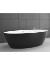 SPACE fritstående badekar 155 x 78 cm solid surface - Mat hvid/Grafitgrå