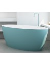 SPACE fritstående badekar 170 x 80 cm solid surface - Mat hvid/Havblå