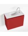 OLAN Komplet badmiljø centreret håndvask B60 cm MDF - Rød/Talkum
