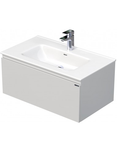 Se LETTY Komplet badmiljø med håndvask B81 cm Keramik og MDF - Hvid højglans hos Lepong.dk
