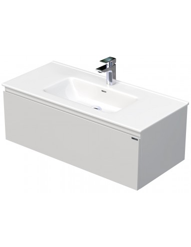 Se LETTY Komplet badmiljø med håndvask B101 cm Keramik og MDF - Hvid højglans hos Lepong.dk